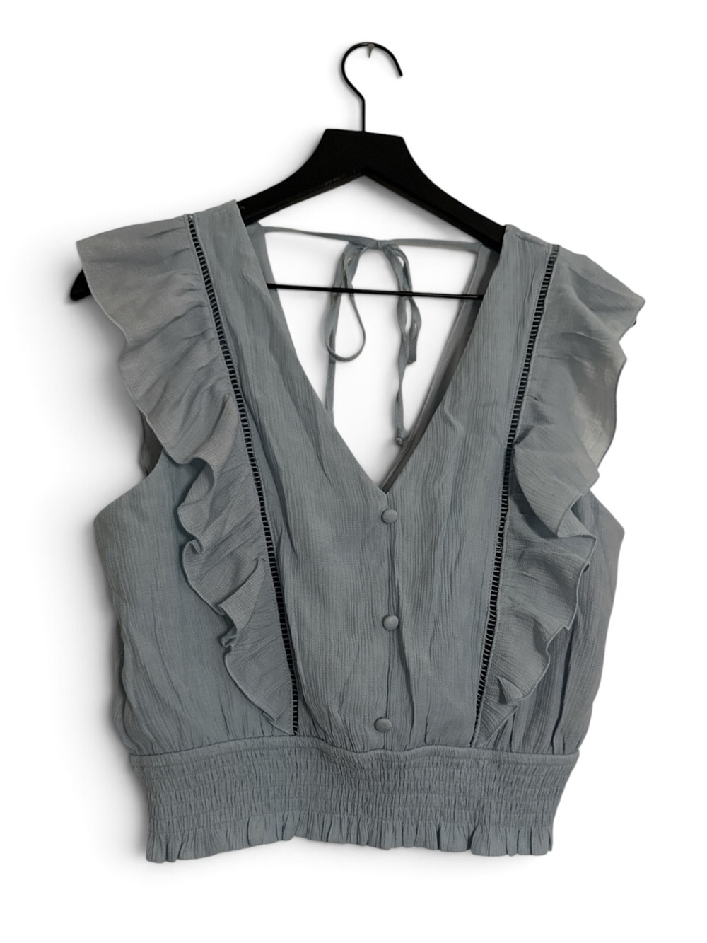 Light Blue Ruffle Tie-Back Crop Camisole